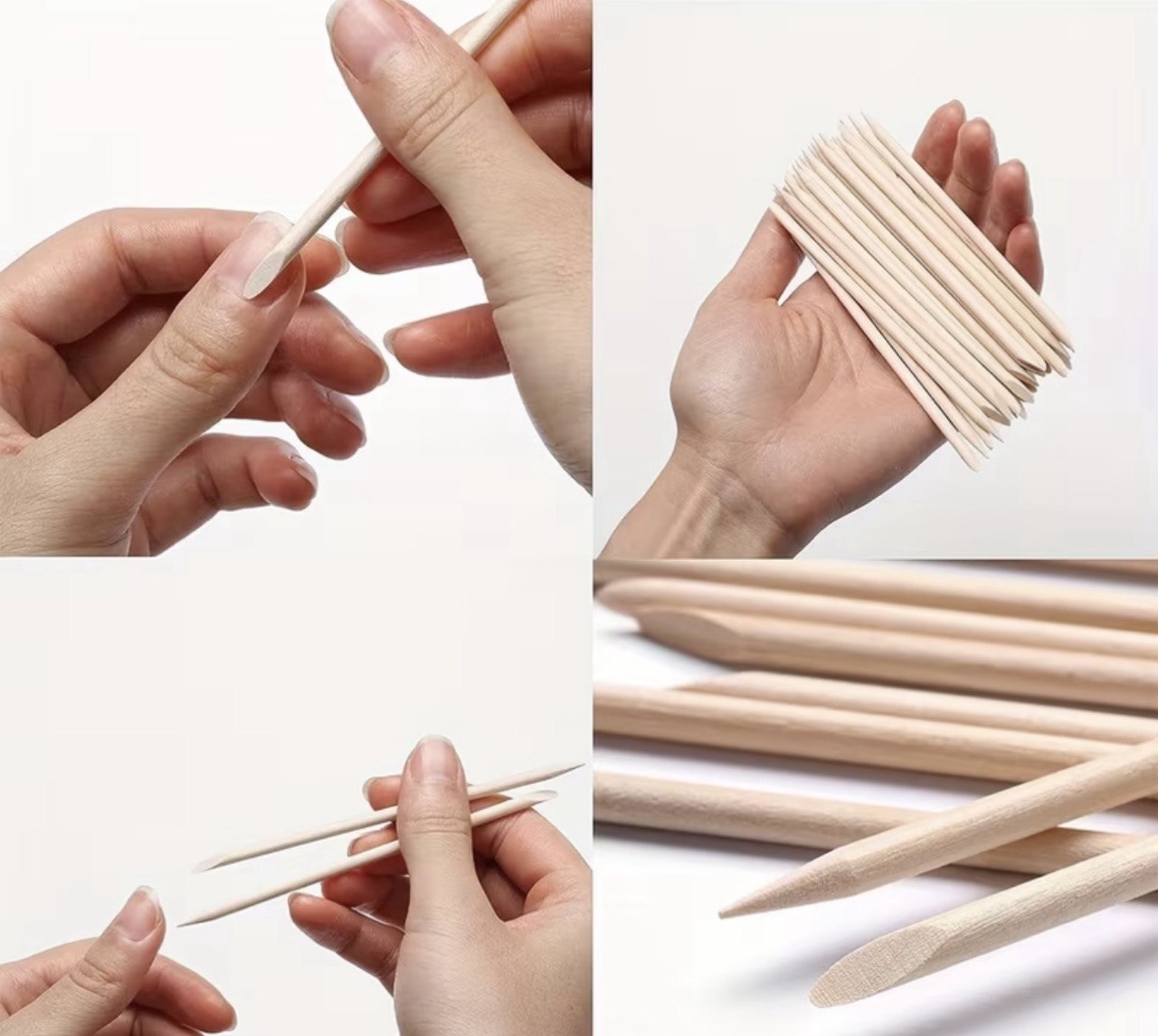 Orange Wooden Nail Cuticle Pusher for Easy Manicure and Gel Polish Application
