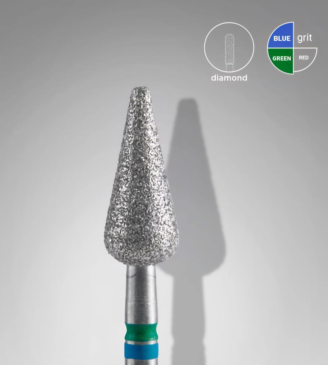 Diamond nail drill bit DUO pointed  pear blue-green